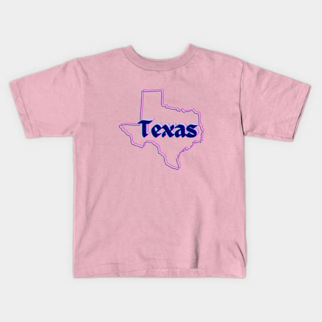 Texas Neon Kids T-Shirt by DEWGood Designs